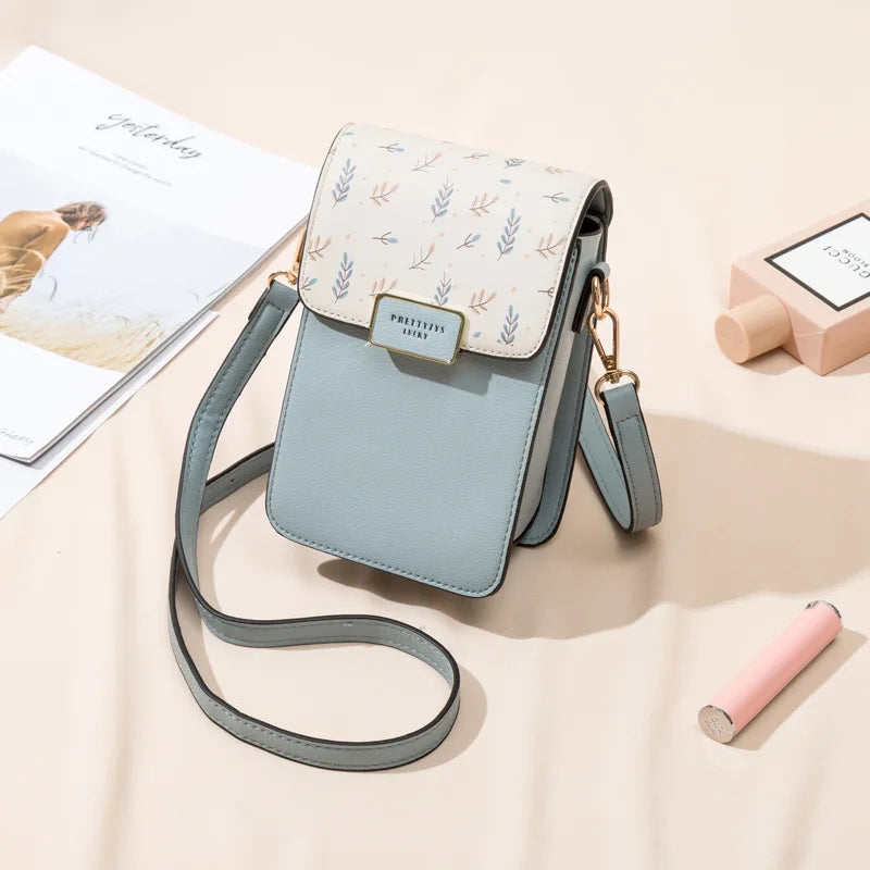 Floral Printed Women Leather Shoulder Bag Casual Crossbody Flap Bags