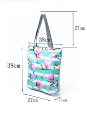 Floral Printed Eco Reusable Shopping Bag with Pockets