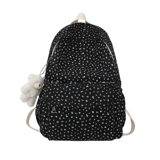 Floral School Backpack Waterproof Nylon Travel Large Capacity Backpacks for Teen