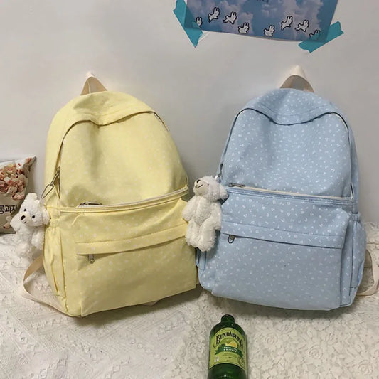 Floral School Backpack Waterproof Nylon Travel Large Capacity Backpacks for Teen