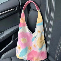 Floral Shoulder Bag Women Casual Tote Canvas Handbag Large Capacity