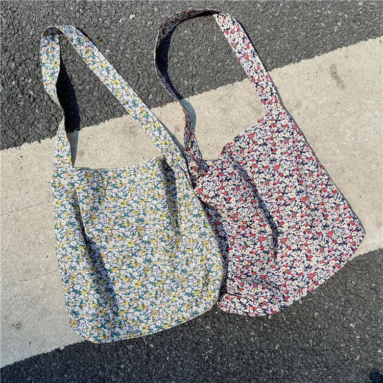Floral Women Shoulder Bag Large Capacity Soft Cloth Handbag