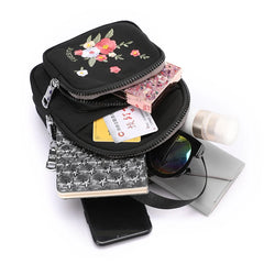 Floral Embroidery Abrasive Fabric Women Bag Female Messenger Totes