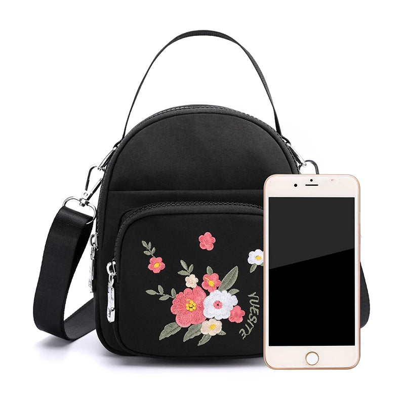 Floral Embroidery Abrasive Fabric Women Bag Female Messenger Totes