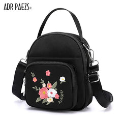 Floral Embroidery Abrasive Fabric Women Bag Female Messenger Totes