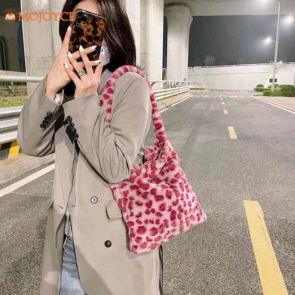Flower Animal Pattern Shoulder Bags Plush Winter Handbags