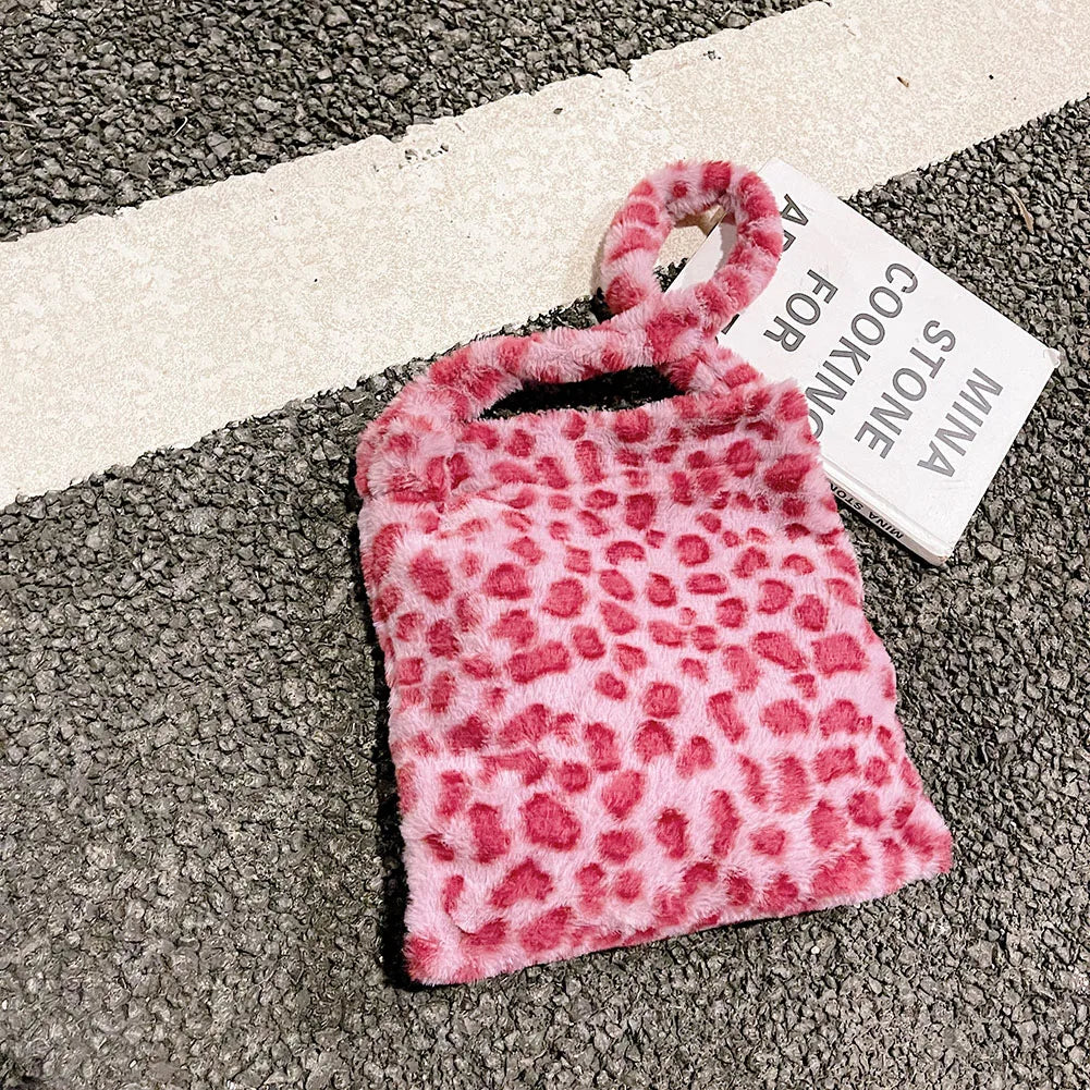 Flower Animal Pattern Shoulder Bags Plush Winter Handbags