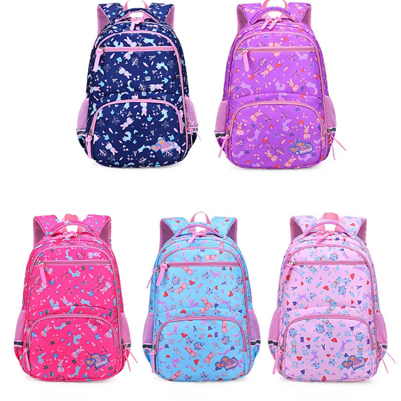 Flower Cartoon School Bag Girls Lightweight Backpack