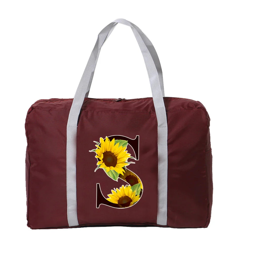 Flower Series Print Travel Bag Unisex Foldable Handbags Organizers