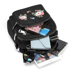 Flower Embroidery Women Messenger Bag Small Nylon Shoulder Bag