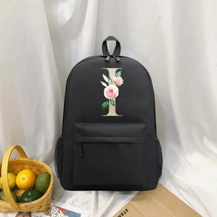 Flower Letter Print Backpack Travel Casual Backpacks Female Shoulder Bag
