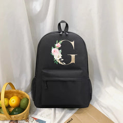 Flower Letter Print Backpack Travel Casual Backpacks Female Shoulder Bag
