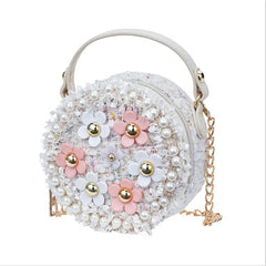 Flower Handbag Floral Shoulder Bags PU Leather Messenger Bag Girls Crossbody Bag