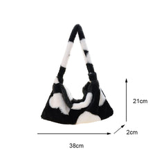 Flower Love Heart Printing Bag Women Plush Shoulder Bag Lady Casual