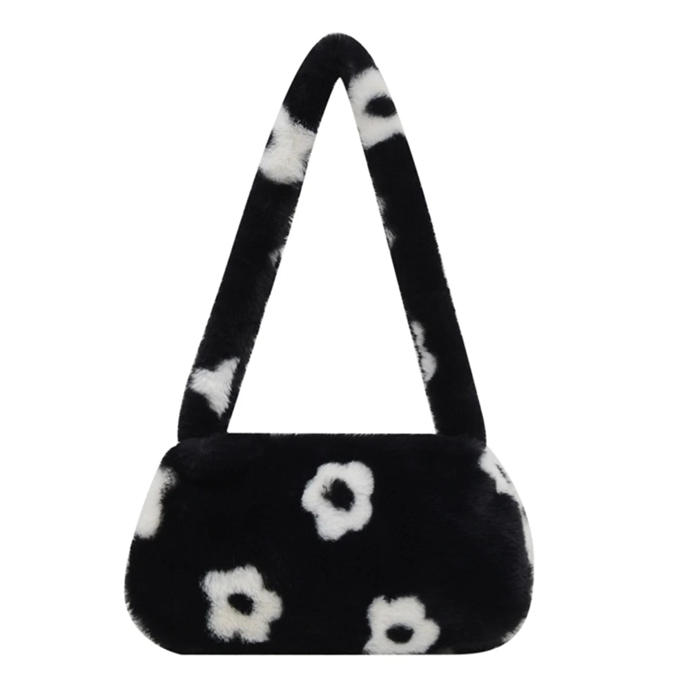Flower Pattern Printing Shoulder Bag Women Autumn Winter Purse Shoulder Bags