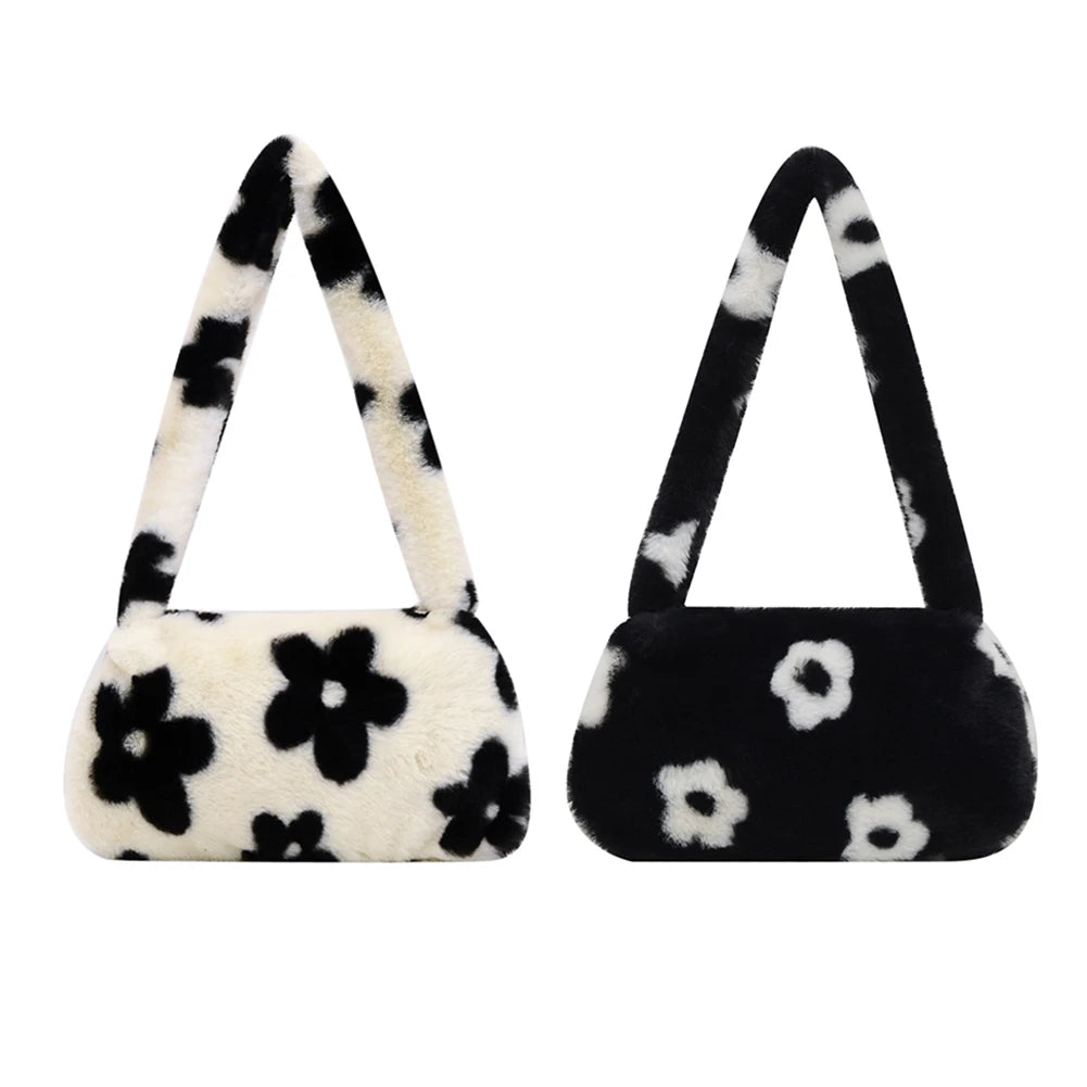 Flower Pattern Printing Shoulder Bag Women Autumn Winter Purse Shoulder Bags