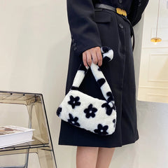 Flower Pattern Printing Shoulder Bag Women Autumn Winter Purse Shoulder Bags
