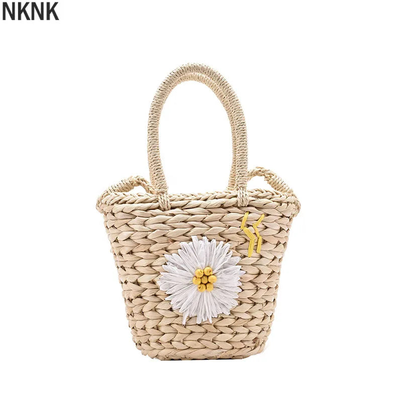 Flower Pattern Straw Crossbody Bag Women's Summer Handbag