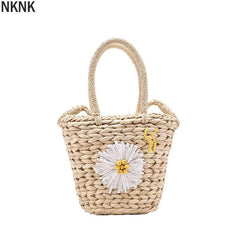 Flower Pattern Straw Crossbody Bag Women's Summer Handbag