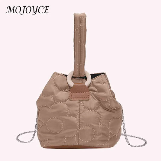Flower Quilted Tote Bag Chain Bucket Casual Lightweight