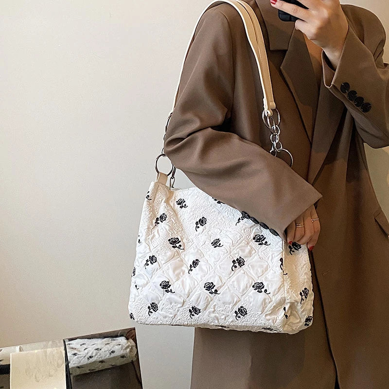 Flower Women Soft Cotton Cloth Handbag