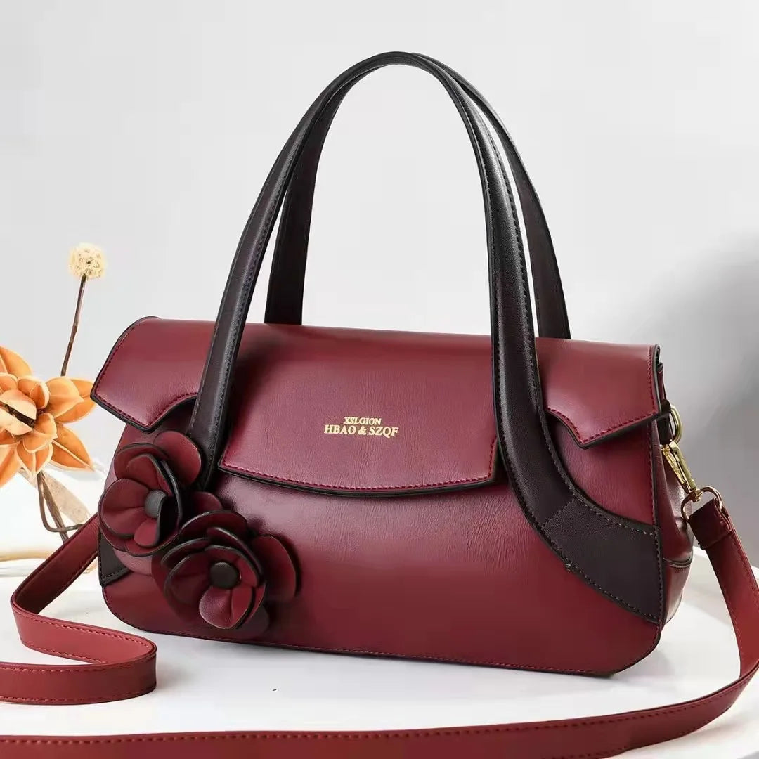 Flower Handbag Retro Large-Capacity Western Shoulder Bag