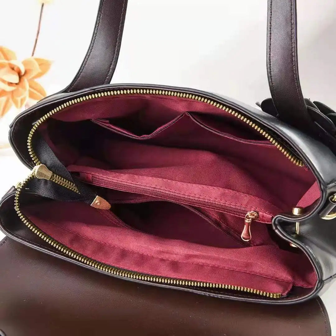 Flower Handbag Retro Large-Capacity Western Shoulder Bag