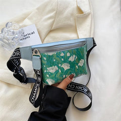Flower Pattern Waist Bags Leather Fanny Pack Female Belt Bag