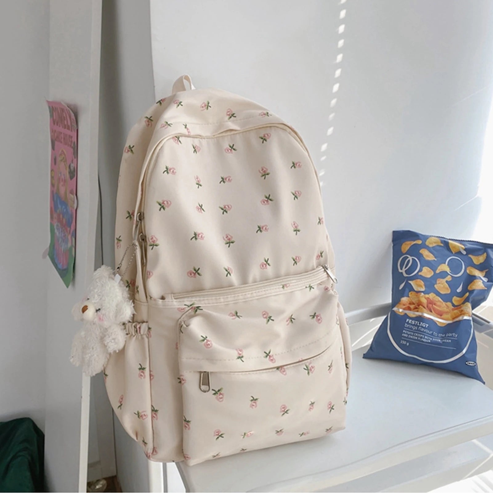 Flower & Bear Pendant Backpack