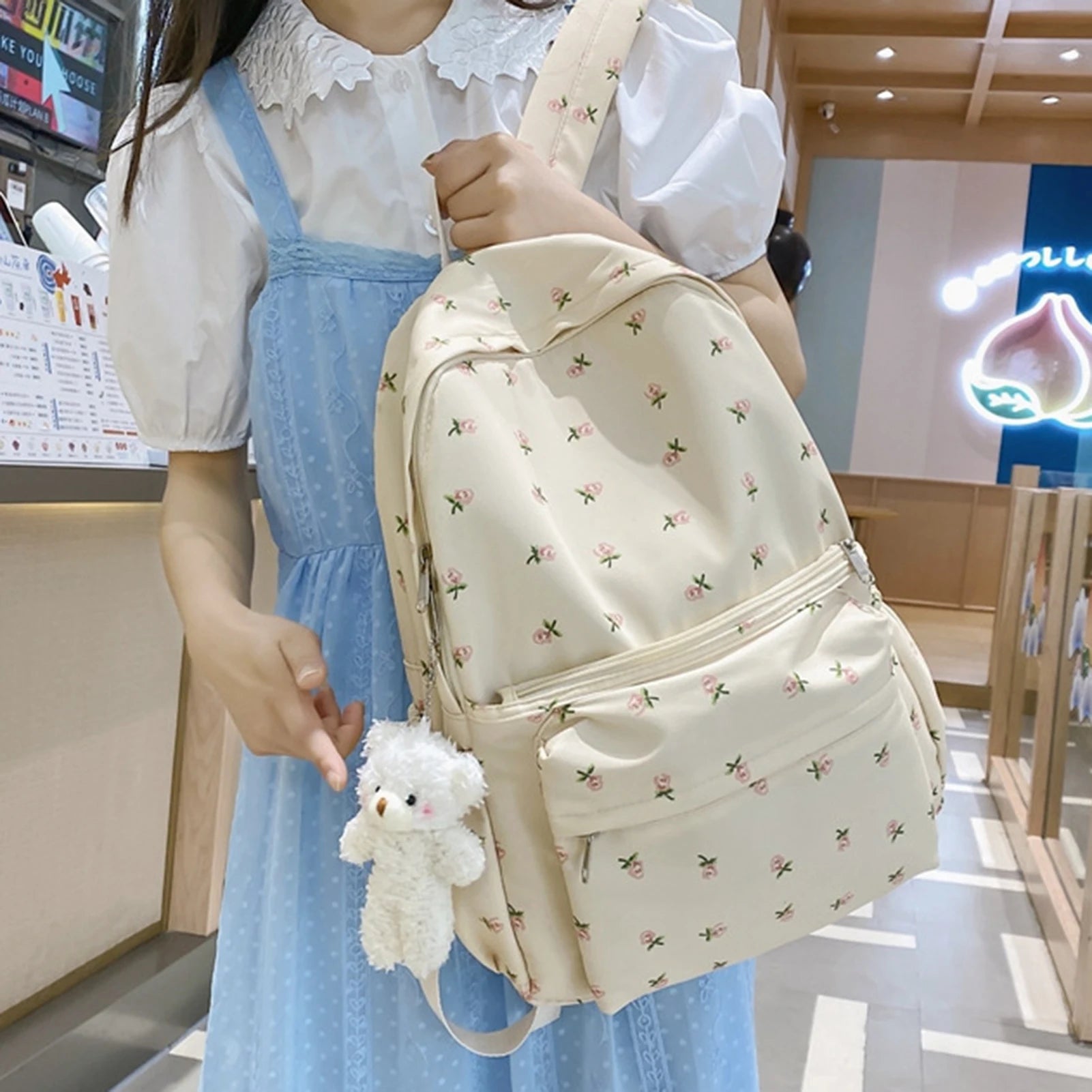 Flower & Bear Pendant Backpack
