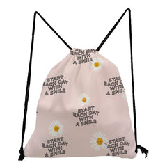 Flowers Printed Drawstring Backpack Child School Bags