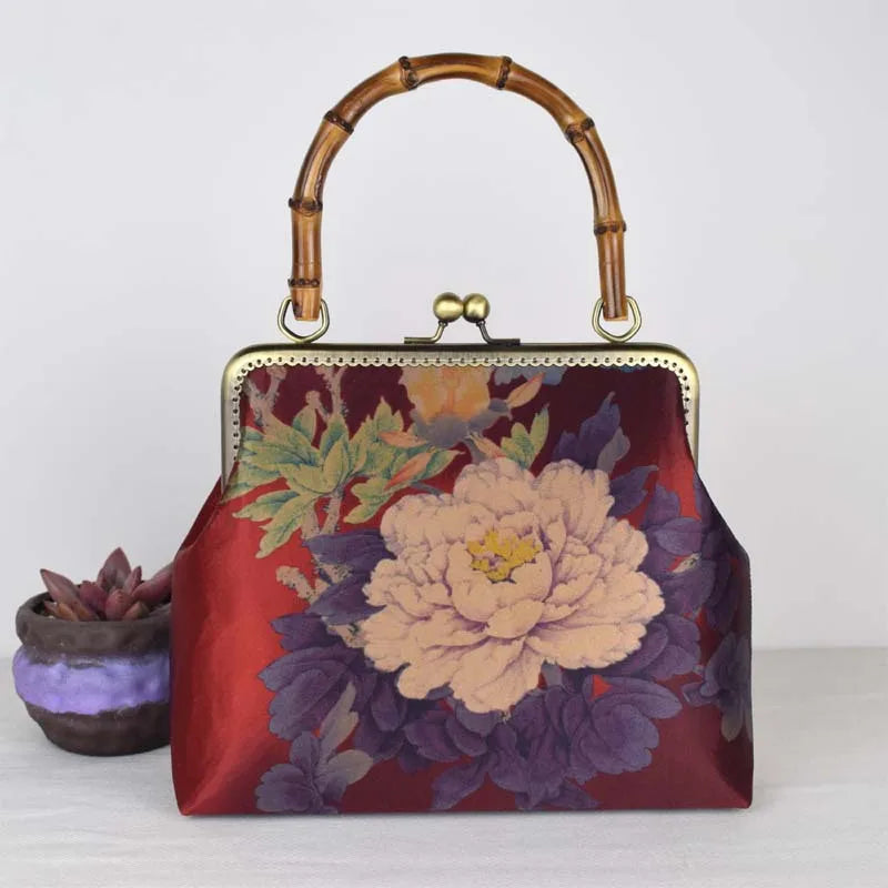 Vintage Bamboo Handbag Shell Lock Women's Purse Mother Gift Bag