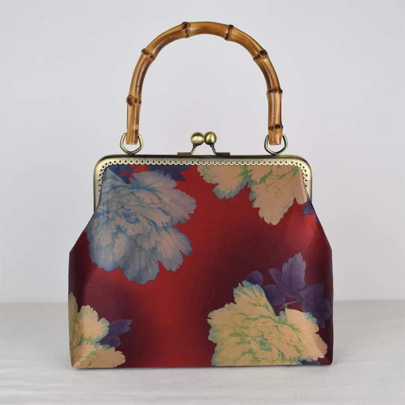 Vintage Bamboo Handbag Shell Lock Women's Purse Mother Gift Bag