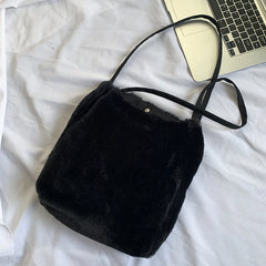 Plush Shoulder Bag Large Capacity Soft Grocery Totes Reusable Shopper