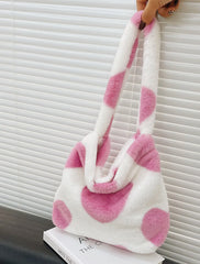 Plush Animal Printed Handbag for Women