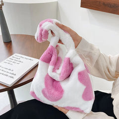 Plush Animal Printed Handbag for Women