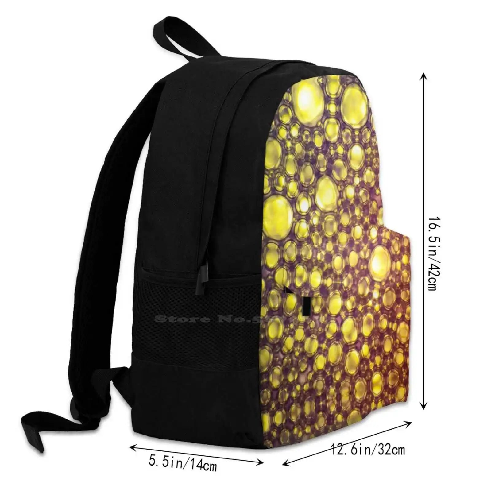 Foam Bubbles Microscope 40X Laptop Bagpack Yellow Ink Dye Purple Pink