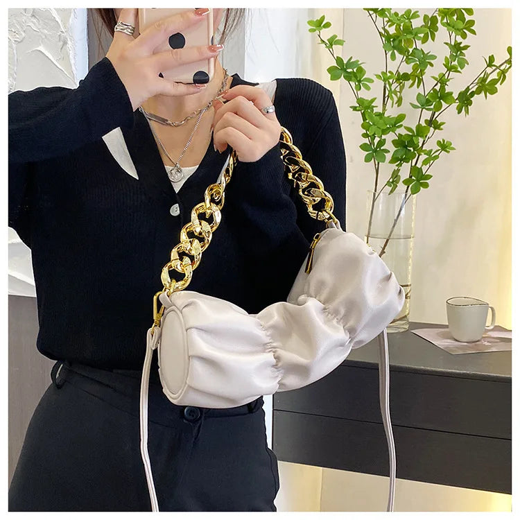 Fold Shoulder Bag for Women Party Clutch Evening Bag Purses Chain Crossbody