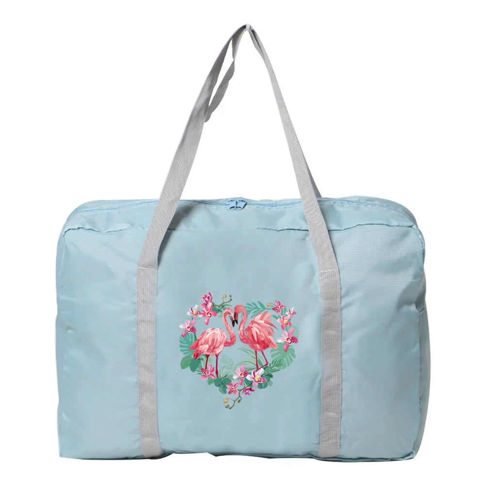 Flamingo Print Foldable Carry-on Luggage Travel Bag Large Tote Garment Organizer