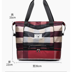 Foldable High Capacity Travel Bags Waterproof Oxford Stripes Duffel Bags