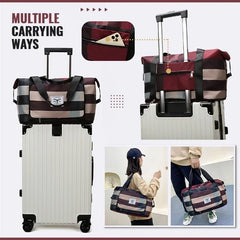 Foldable High Capacity Travel Bags Waterproof Oxford Stripes Duffel Bags