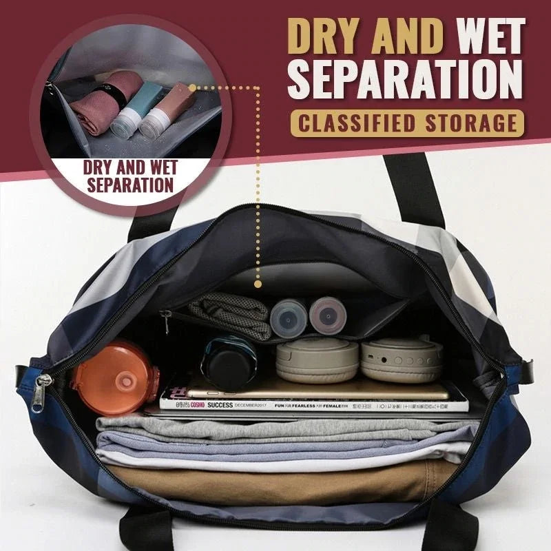 Foldable High Capacity Travel Bags Waterproof Oxford Stripes Duffel Bags