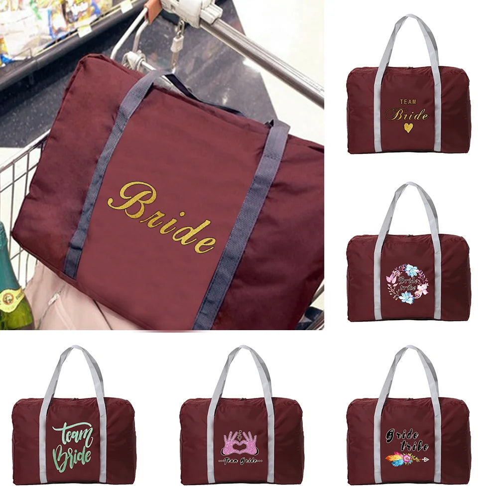 Large Capacity Foldable Travel Bag Bride Print Duffel