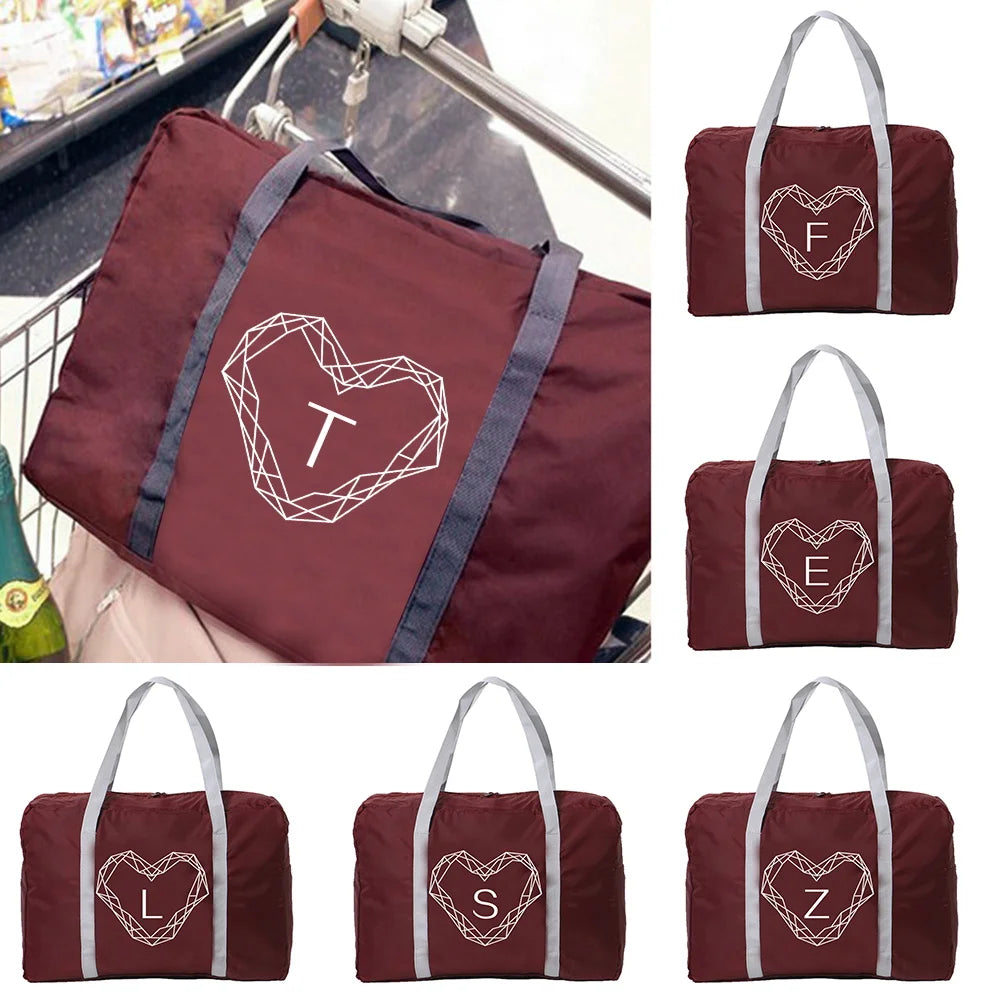 Large Capacity Folding Travel Bag Diamond Letter Print Women Shoulder Bags