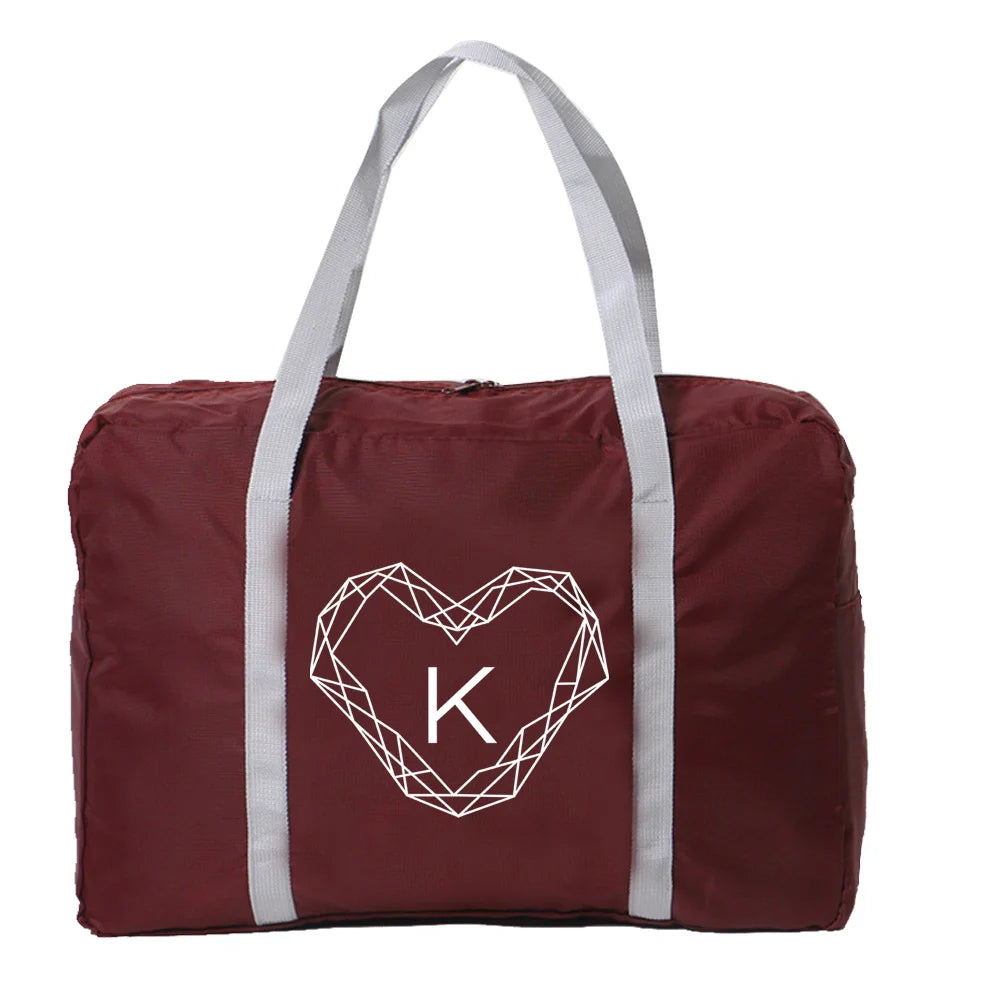 Large Capacity Folding Travel Bag Diamond Letter Print Women Shoulder Bags