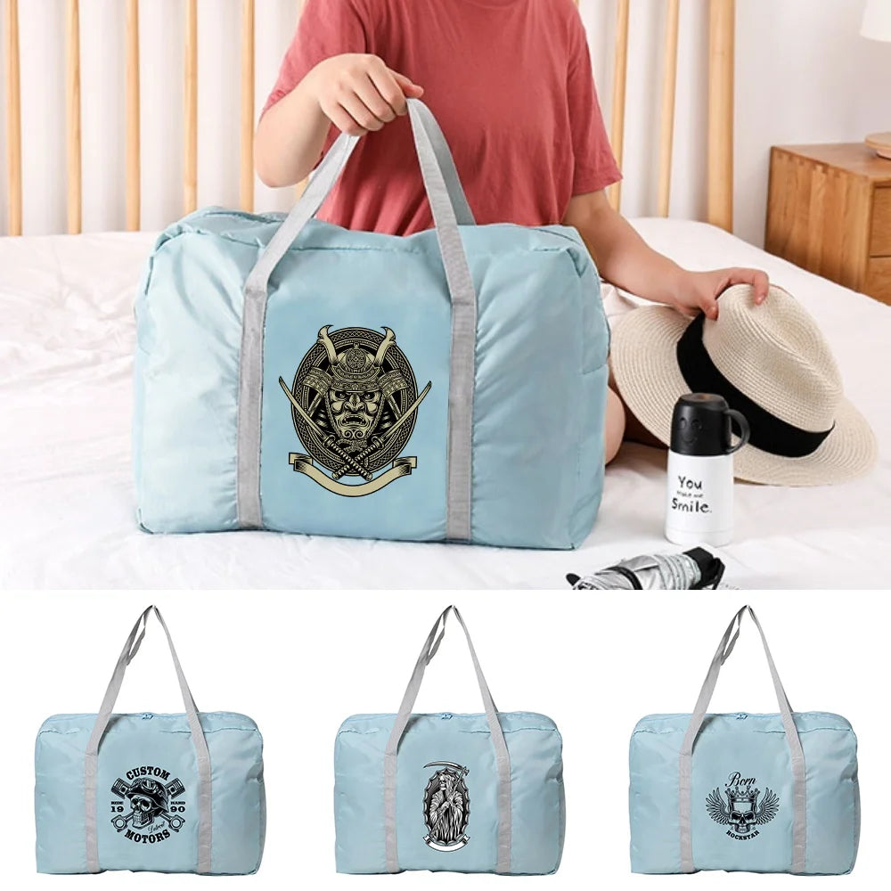 Foldable Large Capacity Skull Print Duffel Bag