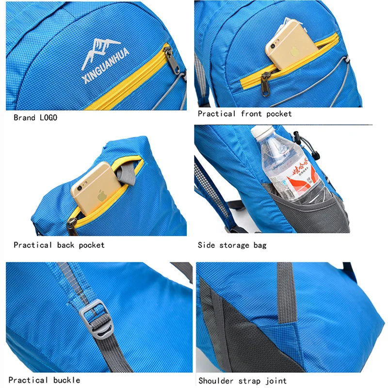 Foldable Men Outdoor Hiking Backpack School Bag Travel Male Climbing Camping