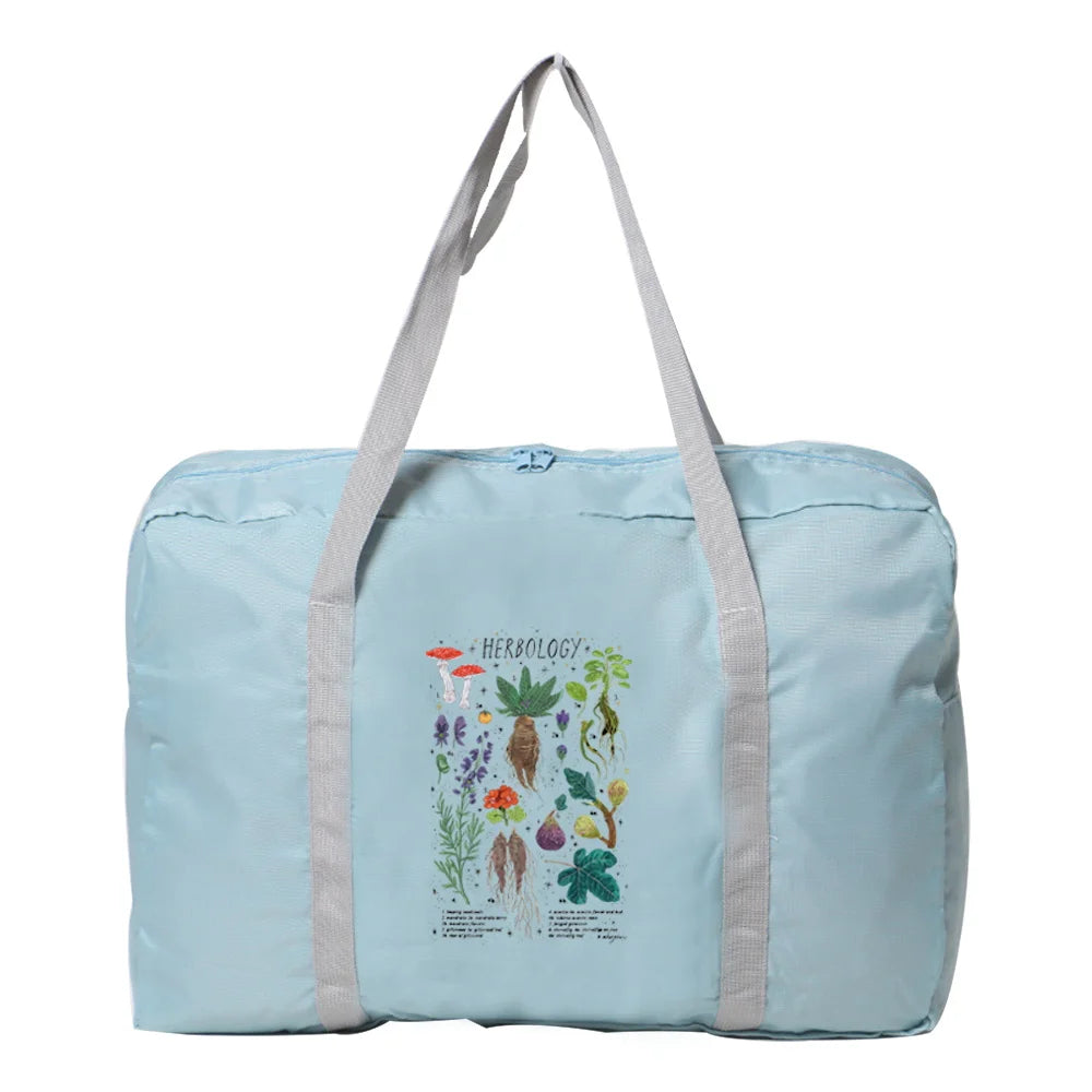 Foldable Travel Bag Unisex Large Capacity Luggage Portable Mushroom Print Bag