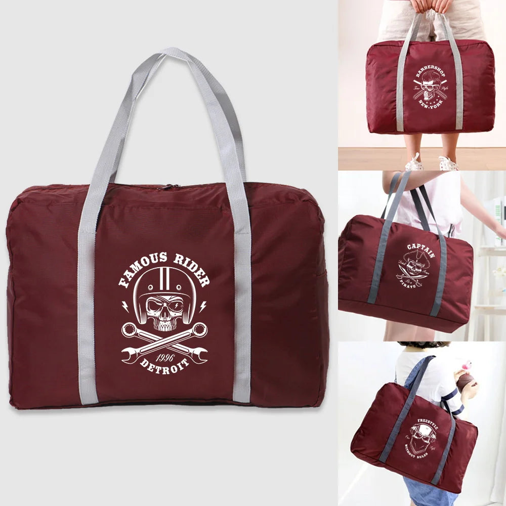 Foldable Travel Bag Waterproof Portable Storage Bag Skull Pattern Unisex