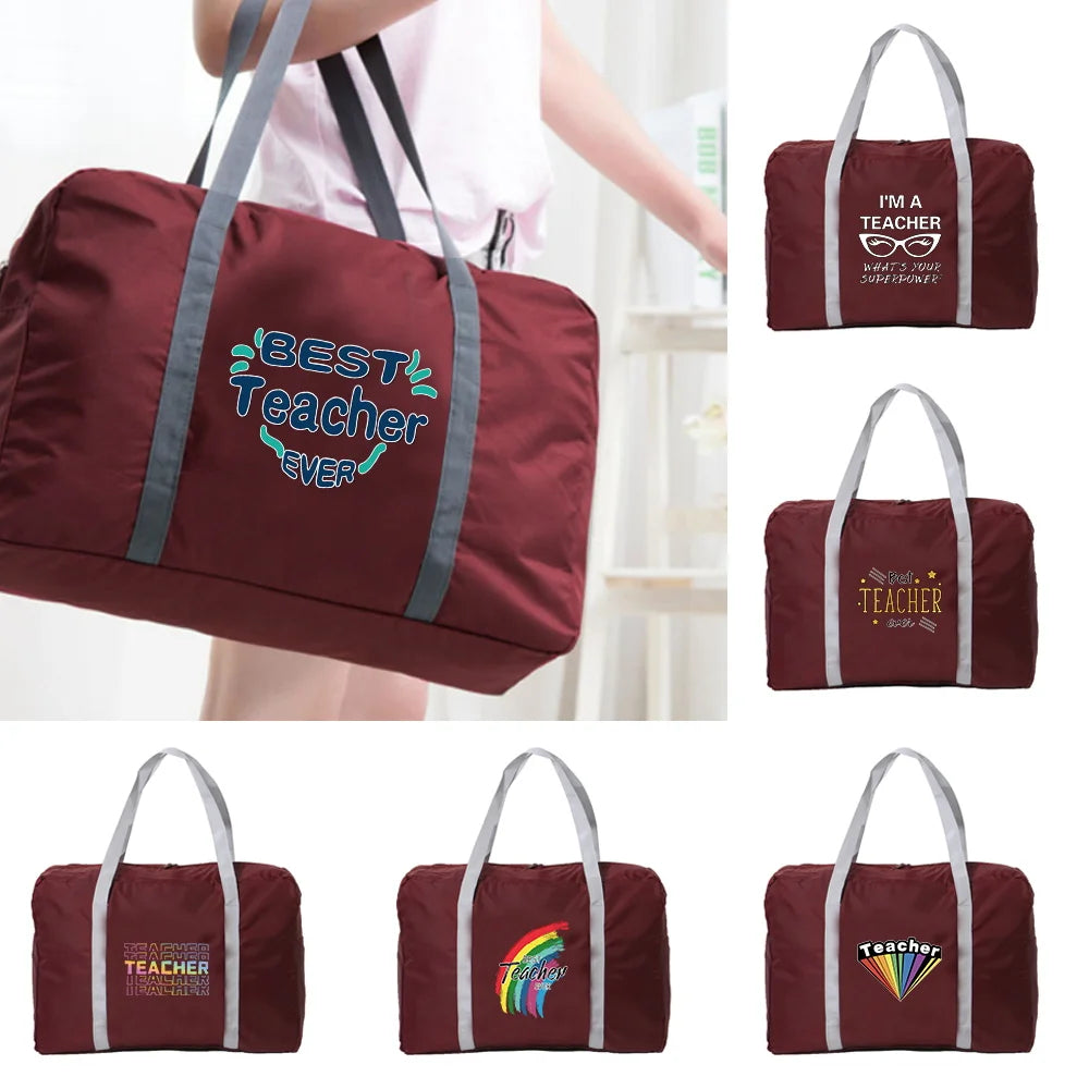 Portable Waterproof Travel Bag Large Capacity HandleBag Teacher Pattern